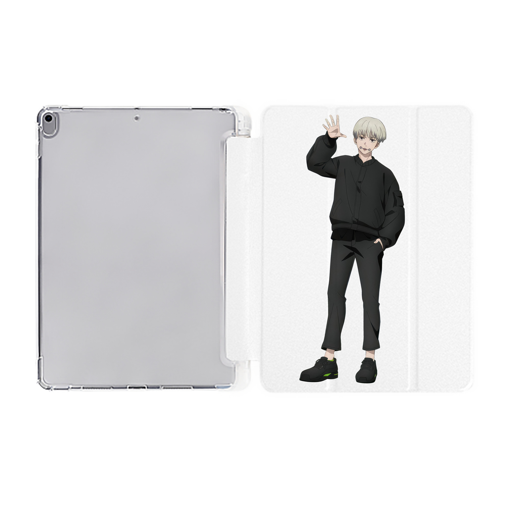 （画像用） 呪術廻戦 Jujutsu Kaisen IPad ケース ペン収納付き 三つ折りスタンド PUレザー×シリコン 対応機種9.5/10.5/10.9インチ